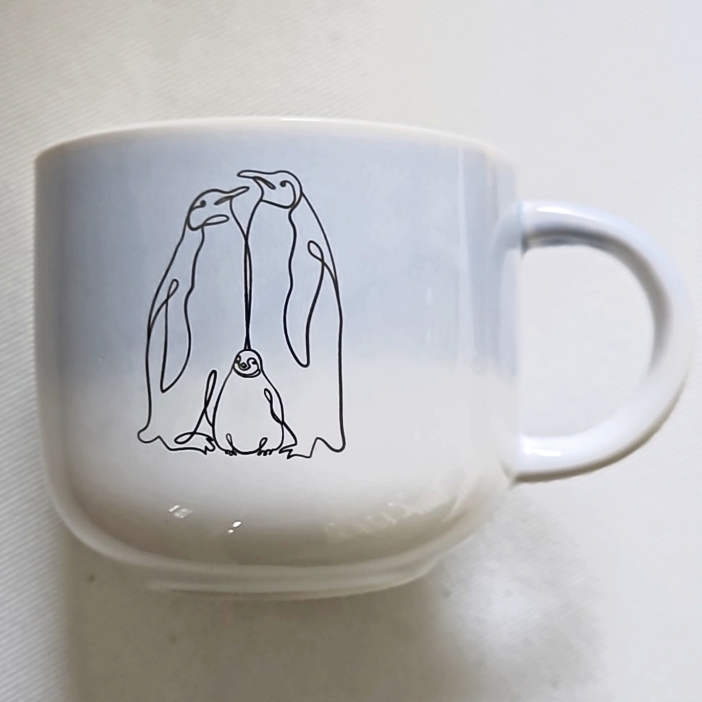 PLACE & TIME Joann Blue & White Silver Lined Penguin Family Mug